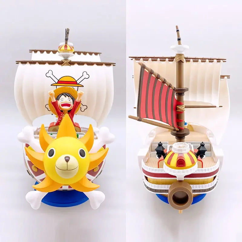 Figura de barco Luffy de una pieza, juguete periférico, súper lindo, Mini barco Zoro, modelo ensamblado, barco de una pieza, regalo de cumpleaños para niños