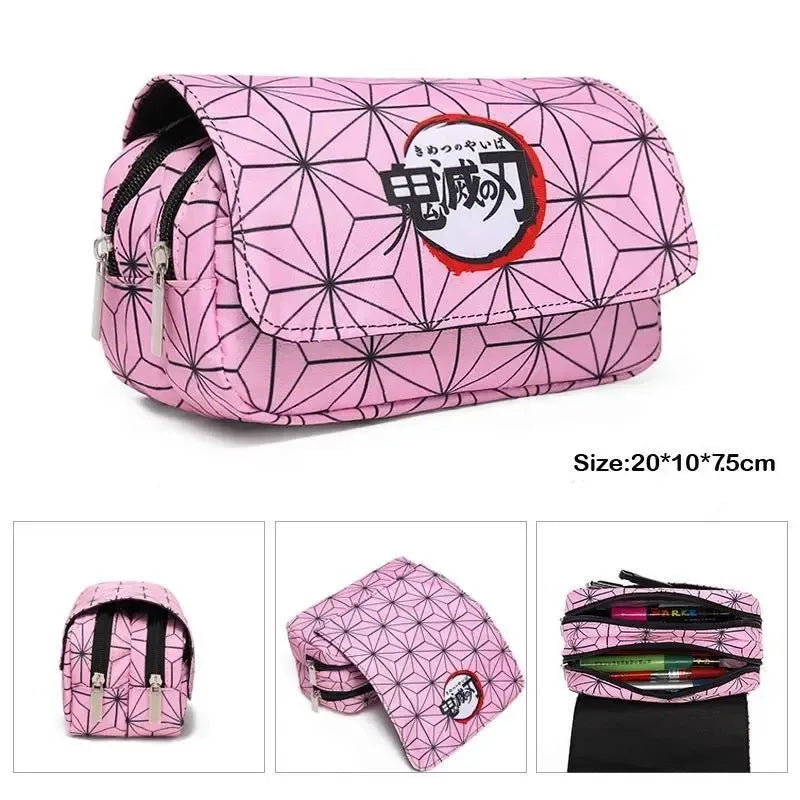 Demon Slayer 3D Anime Pen Bag Student Storage Bag Tanjirou Nezuko Zenitsu Giyuu Cartoon Pen Box Cute Boys Girls Pencil Case