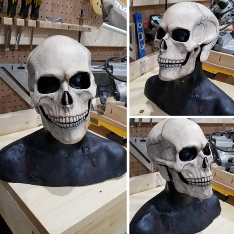 Máscara de látex para Halloween, máscara de Calavera, decoración de terror, máscara de calavera de cabeza completa, casco de mandíbula móvil, regalos, máscara de disfraz de fiesta