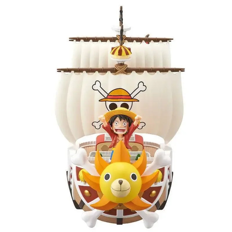 Figura de barco Luffy de una pieza, juguete periférico, súper lindo, Mini barco Zoro, modelo ensamblado, barco de una pieza, regalo de cumpleaños para niños