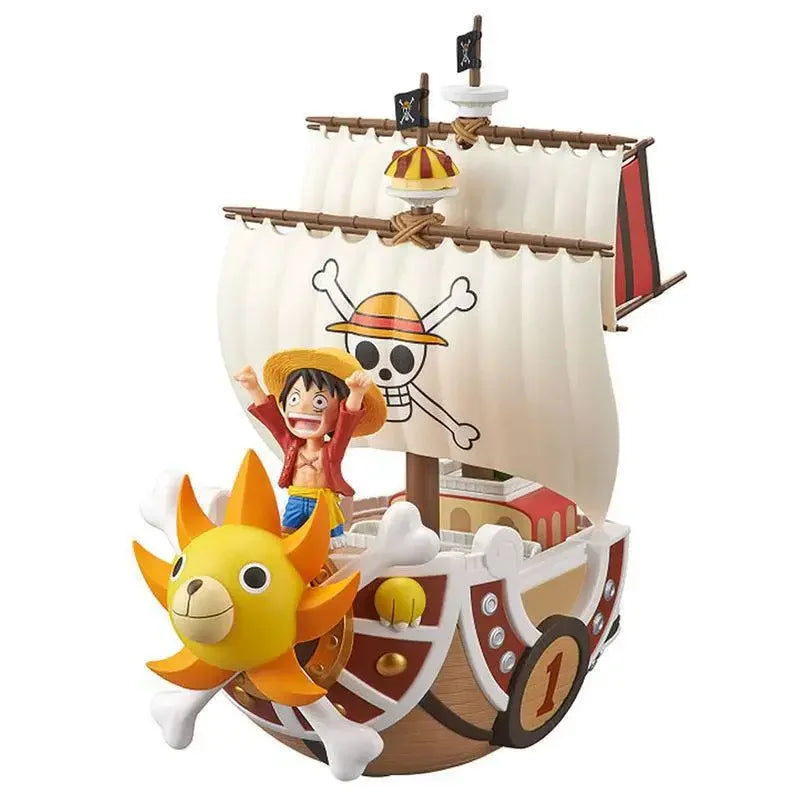 Figura de barco Luffy de una pieza, juguete periférico, súper lindo, Mini barco Zoro, modelo ensamblado, barco de una pieza, regalo de cumpleaños para niños