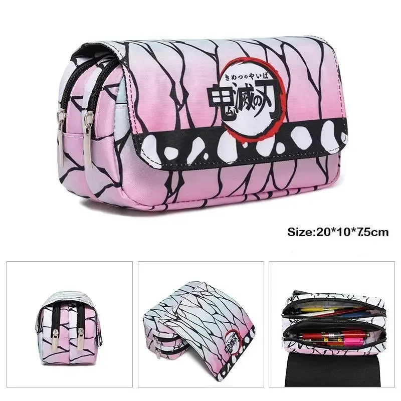 Demon Slayer 3D Anime Pen Bag Student Storage Bag Tanjirou Nezuko Zenitsu Giyuu Cartoon Pen Box Cute Boys Girls Pencil Case