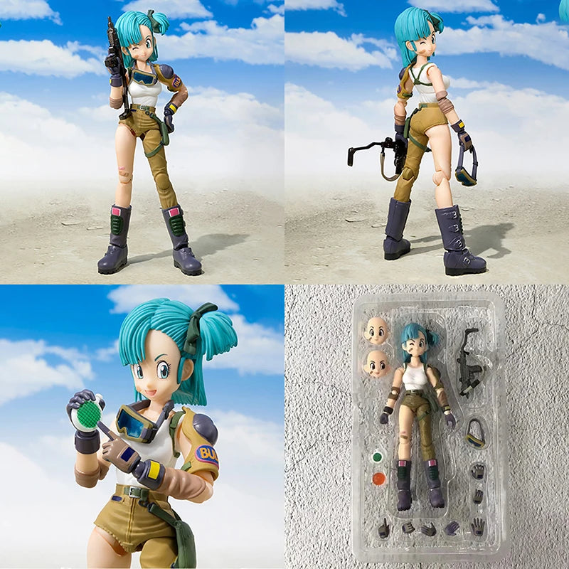 Figuras de acción de Dragon Ball de 13,5 cm, figuras de acción de Bulma Goku, Colección móvil de PVC, muñecos SHF de la infancia, Son Goku, modelos de Juguetes