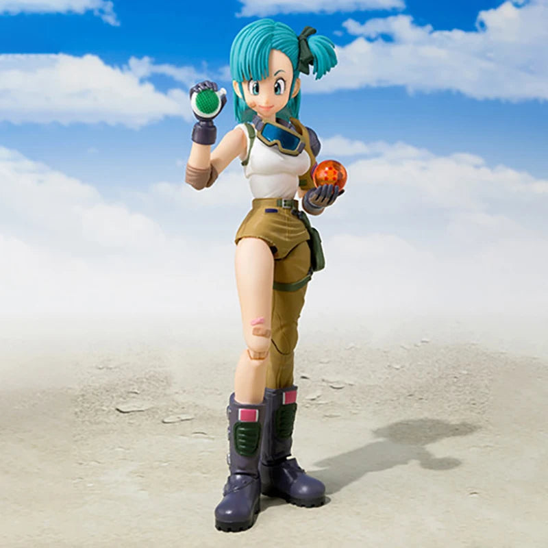 Figuras de acción de Dragon Ball de 13,5 cm, figuras de acción de Bulma Goku, Colección móvil de PVC, muñecos SHF de la infancia, Son Goku, modelos de Juguetes