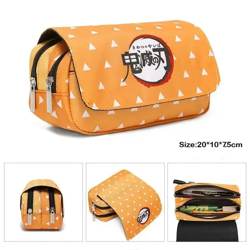 Demon Slayer 3D Anime Pen Bag Student Storage Bag Tanjirou Nezuko Zenitsu Giyuu Cartoon Pen Box Cute Boys Girls Pencil Case