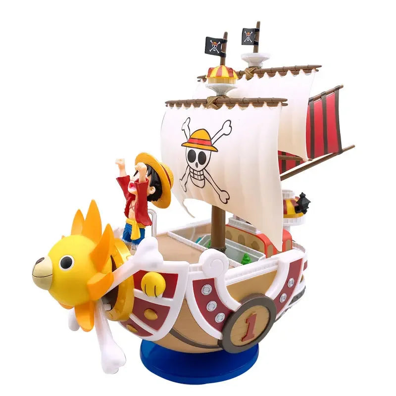 Figura de barco Luffy de una pieza, juguete periférico, súper lindo, Mini barco Zoro, modelo ensamblado, barco de una pieza, regalo de cumpleaños para niños