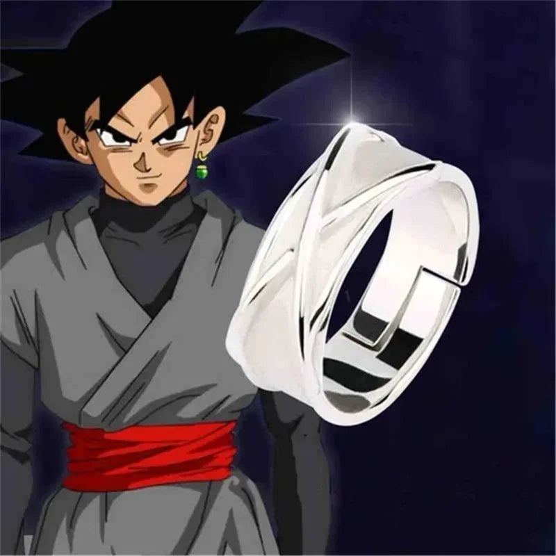 Anillos negros de Goku de Dragon Ball Z, accesorios de figuras de Zamasu oscuro, joyería de Metal guapo, anillo de Cosplay, accesorios de tiempo, juguetes, regalo