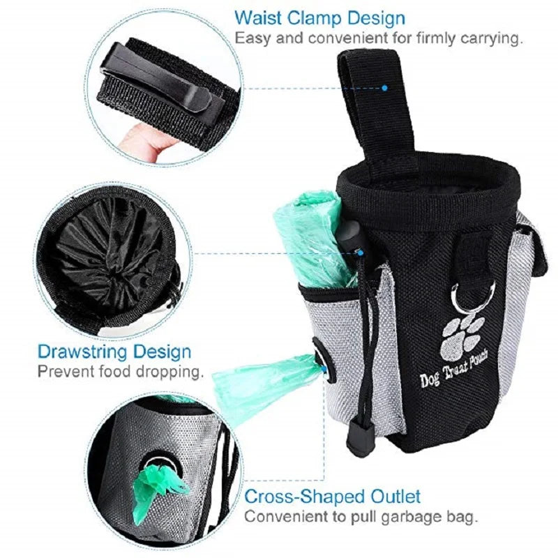 Bolsa de golosinas portátil para perros, bolsa de entrenamiento para perros al aire libre, bolsa de alimentación de gran capacidad, bolsa de cintura para entrenador de mascotas, suministros para perros