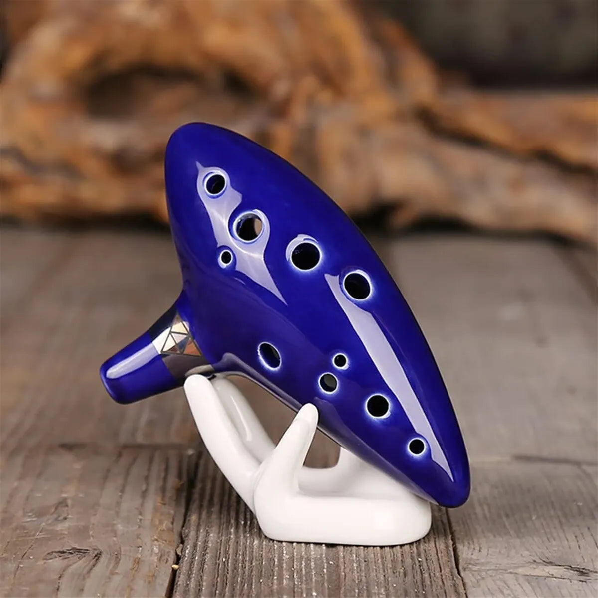 Ocarina, Instrumento Musical Ocarina de Cerámica Alto C de 12 Tonos con Canciones de Cuello Bolsa de Transporte, Azul