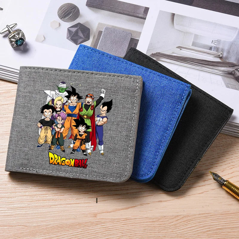 Cartera de Goku de Dragon Ball para hombre y mujer, tarjetero de Anime, monedero de bolsillo, bolsa de almacenamiento de dinero, billeteras cortas plegables, regalos para niños