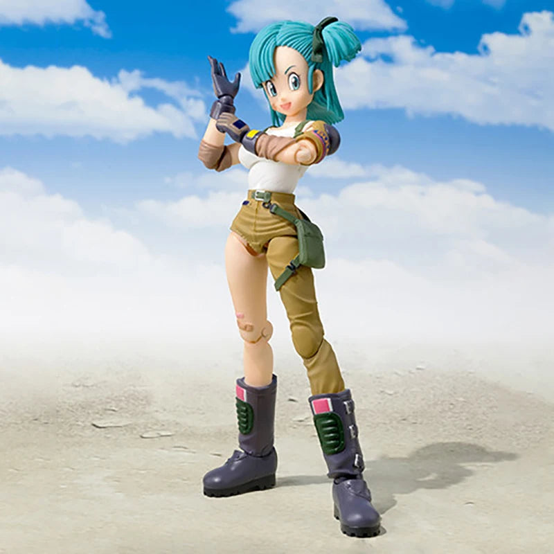 Figuras de acción de Dragon Ball de 13,5 cm, figuras de acción de Bulma Goku, Colección móvil de PVC, muñecos SHF de la infancia, Son Goku, modelos de Juguetes